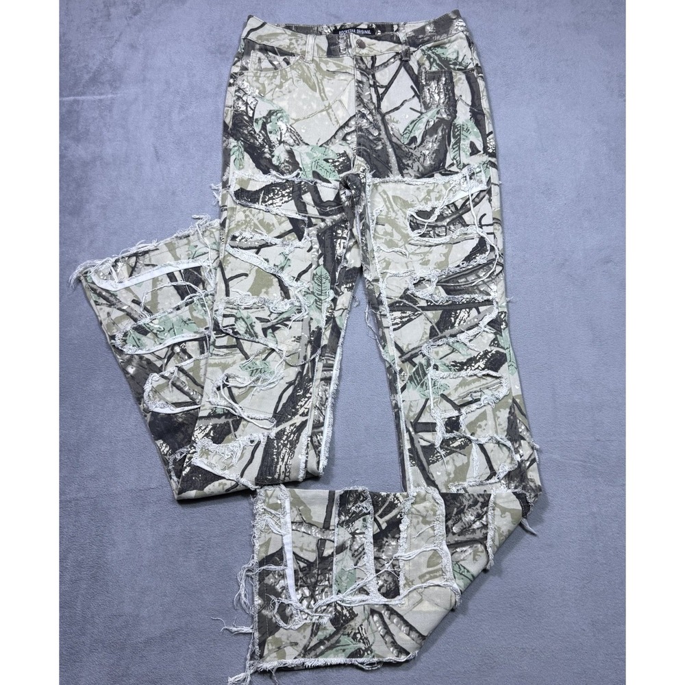 Rockstar Original Jeans Mens M 28x36 Zariyah Stacked Flare Camo Retro Y2K Retro